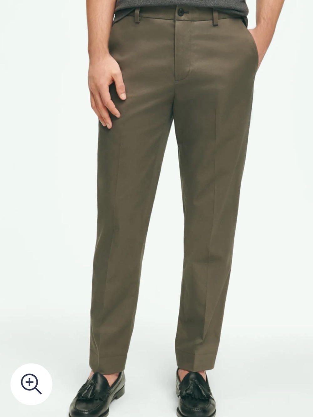 Brooks Brothers SoHo Fit Advantage Cotton Stretch Sateen Slim Green Tapered